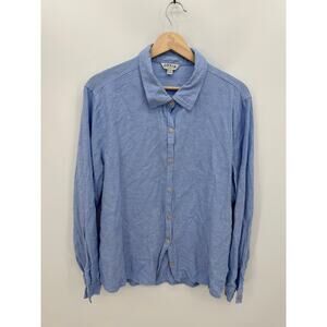 Orvis Women’s XL Blue Linen Rayon Long Sleeve Shirt Boho Coastal Blouse